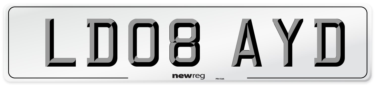 LD08 AYD Number Plate from New Reg
